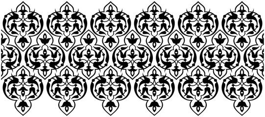 Vector Illustration of simple floral pattern ornament, ornament with black and white background, suitable for background, calligraphy decoration, batik decoration, etc