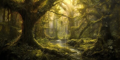 Enchanted Forest  ethereal depiction of a mystical forest  Generative AI Digital Illustration Part#060623 