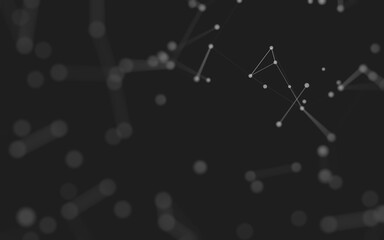 Abstract background. Molecules technology with polygonal shapes, connecting dots and lines. Connection structure. Big data visualization.