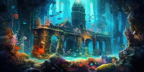 mesmerizing underwater world illuminated by ethereal light  Generative AI Digital Illustration Part#060623 