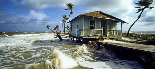  A flooded coast after catastrophic Hurricane Irma, digital ai