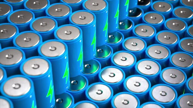 Electric Vehicle Battery Manufacturing: Cg Render of modern EV Battery Pack manufacturing, Lithium-Ion Supply, Clean Energy Storage, Solid State battery, 4680,
4K Animation