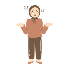 woman hijab angry expression illustration