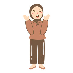woman hijab laugh gesture illustration