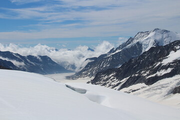 Fototapeta na wymiar Mountains Snow Glacier Swiss Alps peak Valley Snow Alpine Hights Glacier