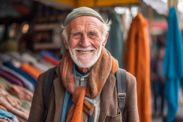 Obraz premium Portrait of a senior man at the market in Essaouira, Morocco
