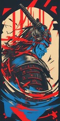 Drawing of a samurai general, generative AI