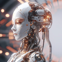 Obraz na płótnie Canvas 3D Render Artificial intelligence visualization, AI, KI, future, robot, brain, knowledge, concept of AI. Generative AI