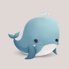 Afwasbaar Fotobehang Walvis whale cartoon illustration