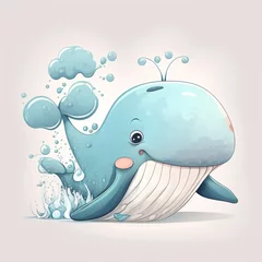 Tuinposter whale cartoon illustration © adelton