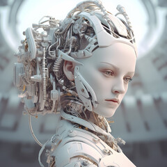 Fototapeta premium 3D Render Artificial intelligence visualization, AI, KI, future, robot, brain, knowledge, concept of AI. Generative AI