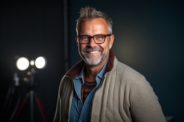 Fototapeta premium Portrait of handsome middle-aged man in casual clothes. Studio shot.