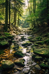 Obraz premium A stream in the forest.