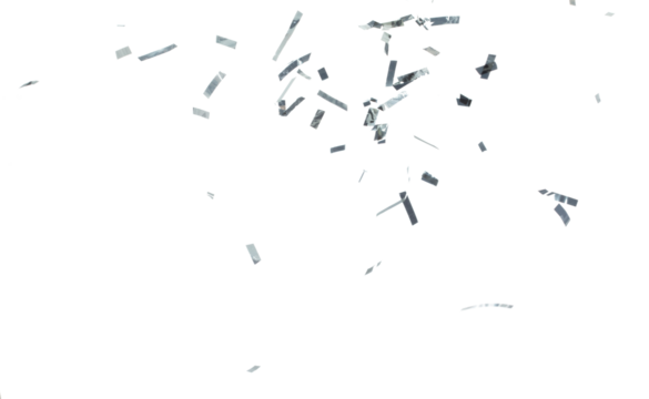 Silver Confetti Foil fall splashing in air. Silver Confetti Foil explosion flying, abstract cloud fly. Many Party glitter scatter in many group. White background isolated high speed shutter freeze