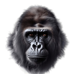 Obraz premium Portrait of a powerful male gorilla isolated on transparent background, Generative AI