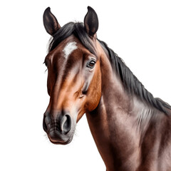 Obraz premium Horse face shot isolated on white background, Transparent cutout