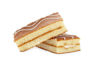 Delicious homemade sponge cakes isolated on white