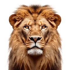 Obraz na płótnie Canvas Lion face shot isolated on white background, Transparent cutout