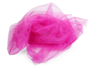 Beautiful pink tulle fabric on white background