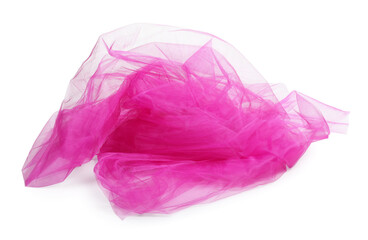 Beautiful pink tulle fabric on white background