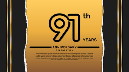 91 year anniversary celebration design template, vector template illustration