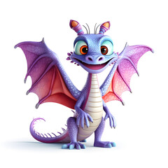 A cute cartoon dragon on white background. AI Generative