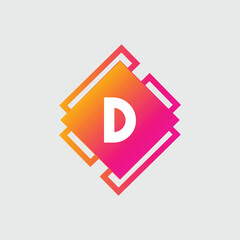 D Letter Logo abstract geometric design vector template Logotype icon Digital Technology style.
