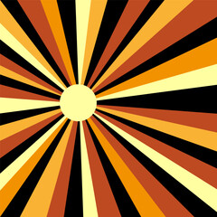 Brown Sunburst Pattern Background. Sunburst with rays background. Brown radial background. Vector illustration. stock image.
