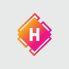 H Letter Logo abstract geometric design vector template Logotype icon Digital Technology style.