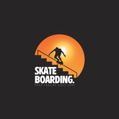 Skatevoarding logo.Skateboard activity board skate skating vector image.