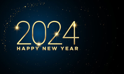 2024 Happy New Year Background Design. Golden 2024 Happy New Year Lettering.