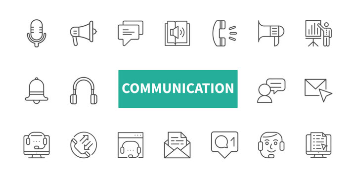 Communication vector line icon set. Can be used for topics like business, communication, technology