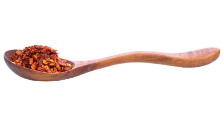 Red pepper powder in wooden spoon transparent png