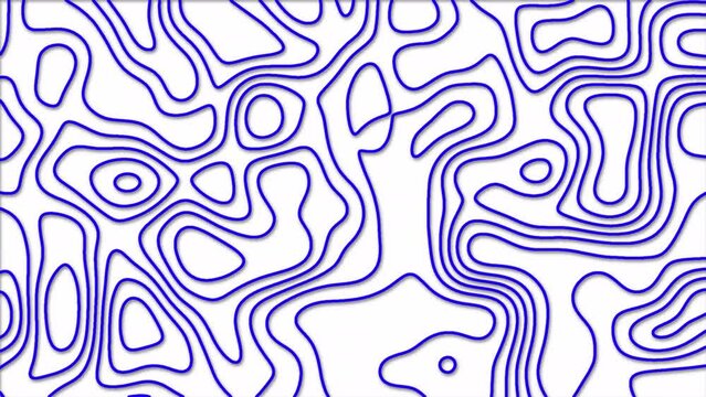 blue color abstract pattern with animation of morphing line as topographic map 