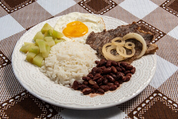 typical brazilian food plate seen from above