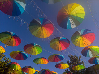 Fototapeta na wymiar umbrella in rainbow colors