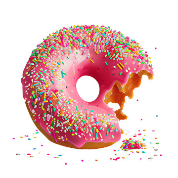 Pink frosted donut with colorful sprinkles . Ai generated image