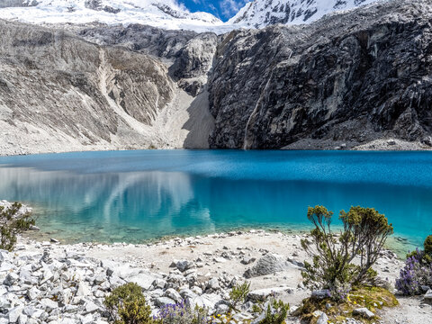 Laguna 69 en el Parque Nacional Huascar&aacute;n, en la Cordillera Blanca, Huaraz, Ancash, Peru