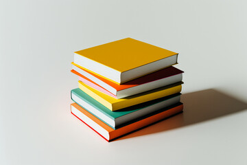 A book pile close up on a table. Front view pile book. For festival of world book day, national book day or national education day. Stack of colorful books on white background by AI Generated