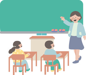 教室で授業をしている