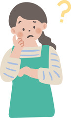 悩んでいるポーズの主婦