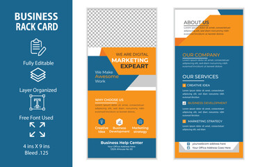 Naklejka premium Digital Marketing Agency double-sided Business Rack Card dl flyer or Template Design