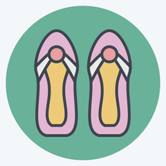 Icon Sandals. related to Hawaii symbol. color mate style. simple design editable. vector