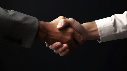 Professionals sealing deals with a firm handshake, building trust and partnerships in business. Made by (AI) artificial intelligence