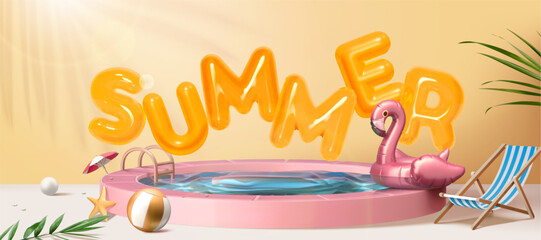 Fancy pool party summer poster