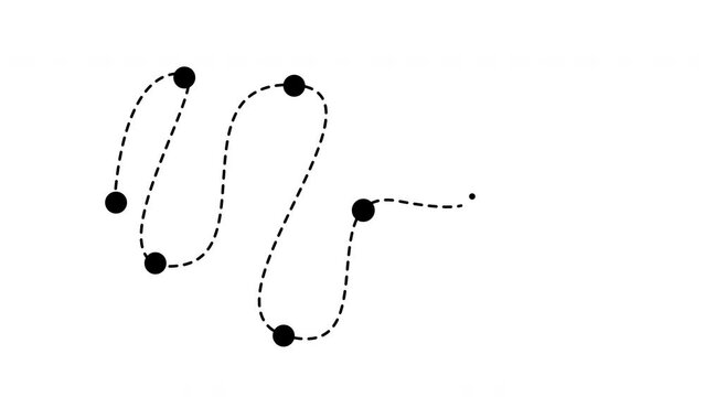 Route Animation Multi Destination on White Background and Green Screen