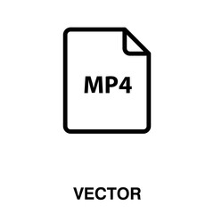 MP4 video file extension, vector file document illustration on white background..eps