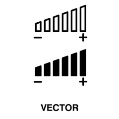 Volume adjustment icon,High and low sound level sign vector. Power control sign, audio balance vector illustration on white background..eps
