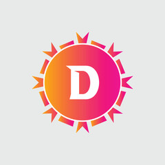 D Letter Logo abstract geometric design vector template Logotype icon Digital Technology style.