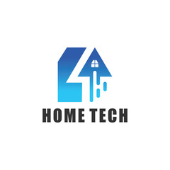 Simple home technology vector logo design, sophisticated and modern real estate